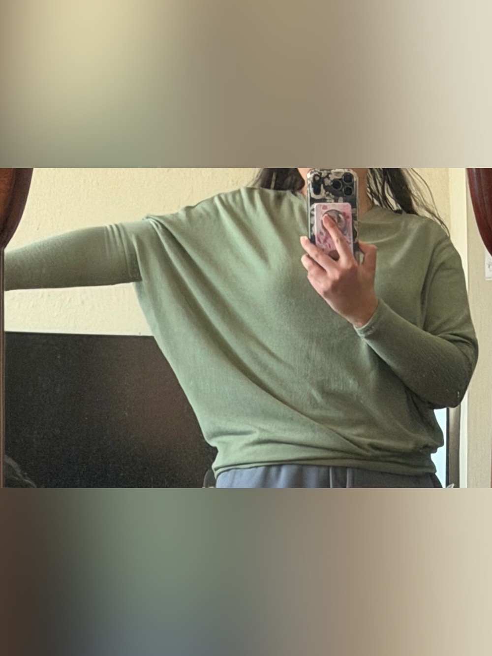 Women's Olive Green Dolman Sleeve Pullover Hoodie